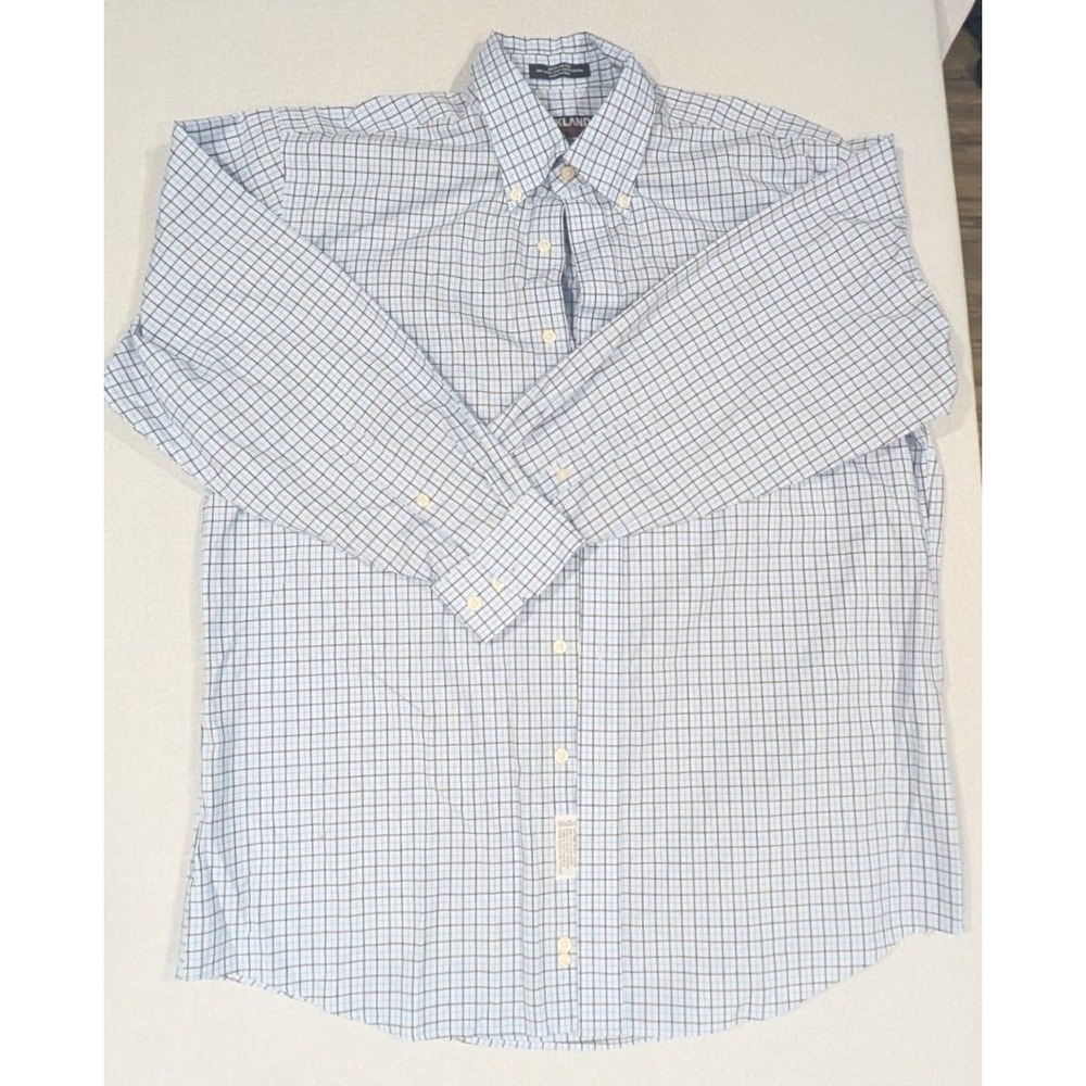 Kirkland Signature Shirt Mens 16.5 32 Blue Check Excellent Non-Iron Cotton